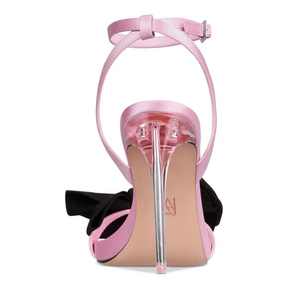 AAJ by Aminah Women Yahira Ankle Strap Bow Sandals Size US 10M Blush Pink Fabric - Picture 3 of 4